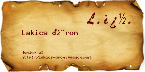 Lakics Áron névjegykártya