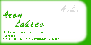 aron lakics business card